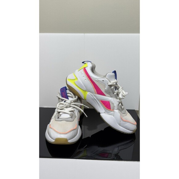 Puma Nova 2 Low Women's Sneakers White Pink Yellow Size 8.5 Retro 370957-08 - Picture 1 of 8